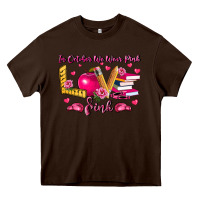 Chocolate Brown in october we wear pink teacher Heavy Core Tee - LillyAllenDesigns