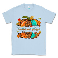 Dusty Blue pumpkin thankful and blessed Classic Tee - NancyCooperArtShop
