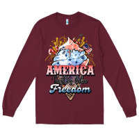 Burgundy America ice cream Long Sleeve Tee - HowdyJamesFarm