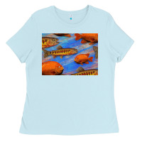 Baby Blue California Golden Trout Garibaldi Fish Background Ladies Tee - Bettercallsaul