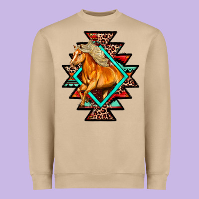 Aztec Symbol With Horse Heavyweight Sweatshirt Designed By Fadigitalartstudio
