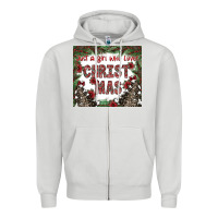 Dove Grey just a girl who loves christmas Zipper Hoodie - CowhideDigitalArt