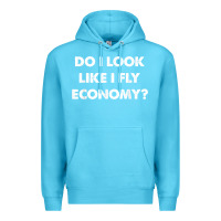 Ocean Blue do i look like i fly economy air travel first class traveler t shirt Premium Hoodie - minhPixels