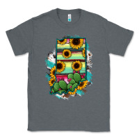 Charcoal Heather Indiana Map Sunflower Cactus Serape Classic Tee - RanaPortraitStore