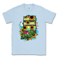 Dusty Blue Indiana Map Sunflower Cactus Serape Classic Tee - RanaPortraitStore