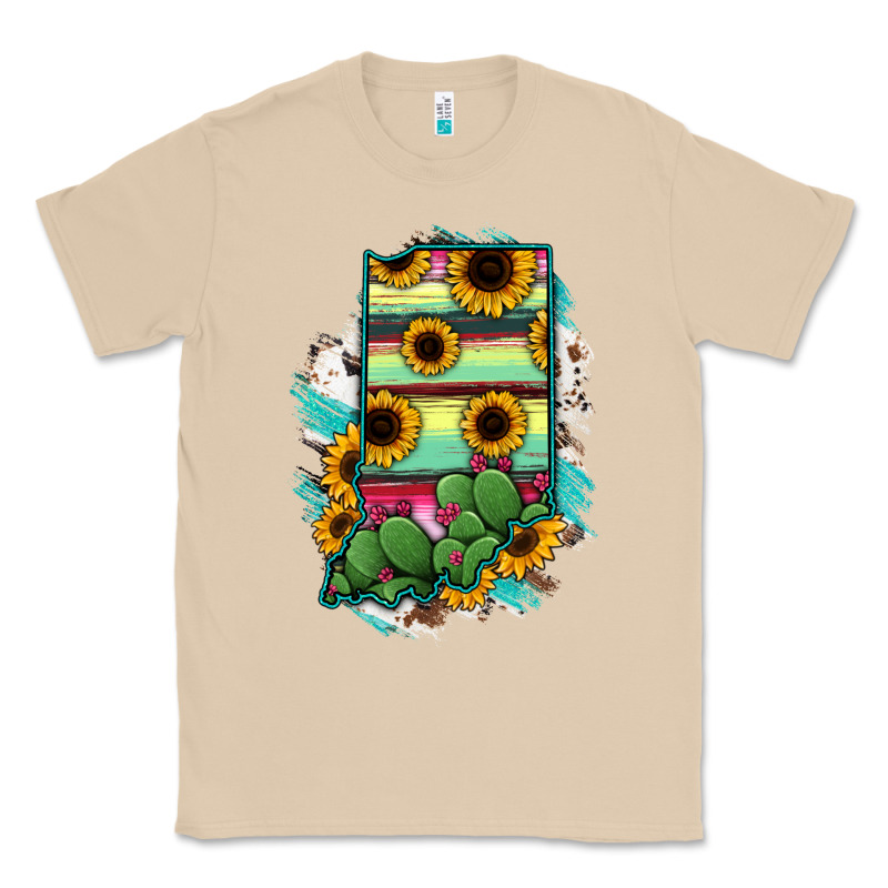 Indiana Map Sunflower Cactus Serape Classic Tee by RanaPortraitStore | Teevron