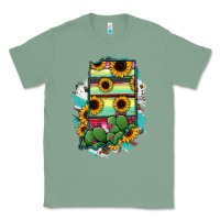 Sage Indiana Map Sunflower Cactus Serape Classic Tee - RanaPortraitStore
