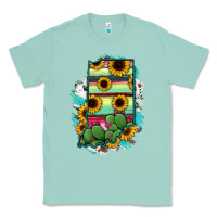 Seafoam Indiana Map Sunflower Cactus Serape Classic Tee - RanaPortraitStore