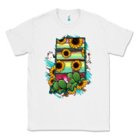 White Indiana Map Sunflower Cactus Serape Classic Tee - RanaPortraitStore