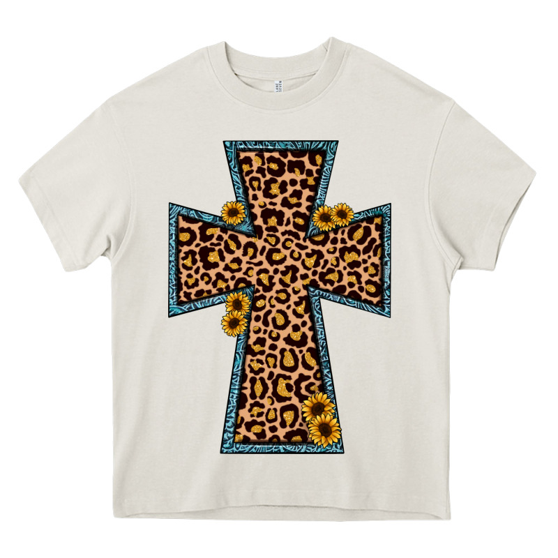 Leopard Sunflower Cross Heavy Core Tee by JahusDesignShop | Teevron