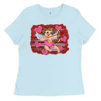Baby Blue valentine's day cupid heart Ladies Tee - RanaPortraitStore