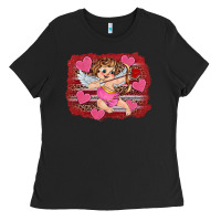 Black valentine's day cupid heart Ladies Tee - RanaPortraitStore