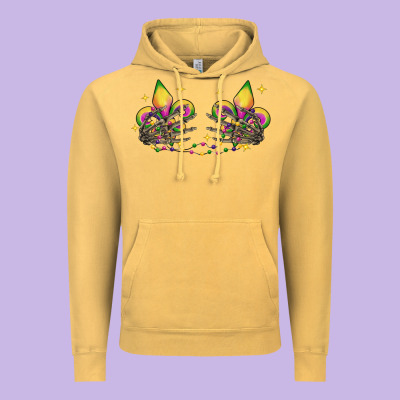 Skeleton Hands Mardi Gras Vintage Hoodie Designed By Cowgirlartshop