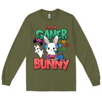 Army Green I'm the game Bunny Easter day Long Sleeve Tee - HowdyJamesFarm