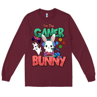 Burgundy I'm the game Bunny Easter day Long Sleeve Tee - HowdyJamesFarm