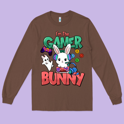 I'm The Game Bunny Easter Day Long Sleeve Tee Designed By Howdyjamesfarm