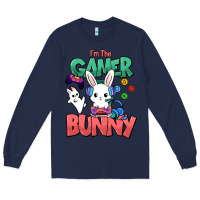 Navy I'm the game Bunny Easter day Long Sleeve Tee - HowdyJamesFarm