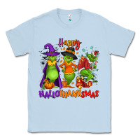 Dusty Blue Happy Hallothanksmas Classic Tee - NancyCooperArtShop