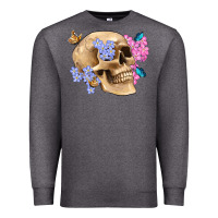 Charcoal Heather skull flora butterfly Premium Sweatshirt - Artiststas