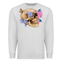 Dove Grey skull flora butterfly Premium Sweatshirt - Artiststas