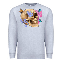Heather Grey skull flora butterfly Premium Sweatshirt - Artiststas
