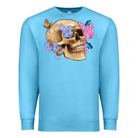 Ocean Blue skull flora butterfly Premium Sweatshirt - Artiststas