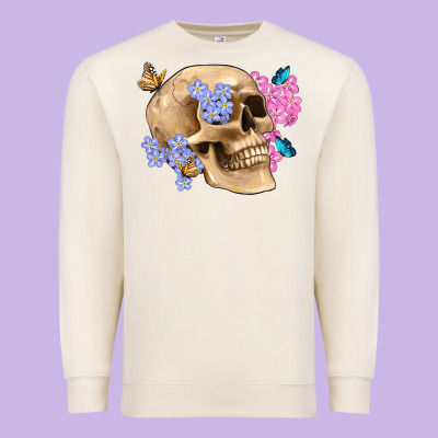 Skull Flora Butterfly Premium Sweatshirt Designed By Artiststas