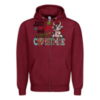 Burgundy just a girl who loves christmas Zipper Hoodie - CowhideDigitalArt