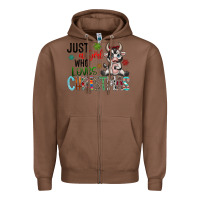 Chestnut just a girl who loves christmas Zipper Hoodie - CowhideDigitalArt