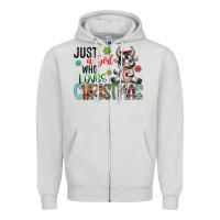 Dove Grey just a girl who loves christmas Zipper Hoodie - CowhideDigitalArt