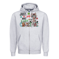 Heather Grey just a girl who loves christmas Zipper Hoodie - CowhideDigitalArt