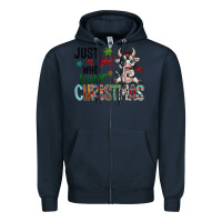 Navy just a girl who loves christmas Zipper Hoodie - CowhideDigitalArt