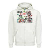 Oatmeal Heather just a girl who loves christmas Zipper Hoodie - CowhideDigitalArt