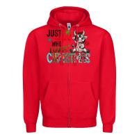 Red just a girl who loves christmas Zipper Hoodie - CowhideDigitalArt
