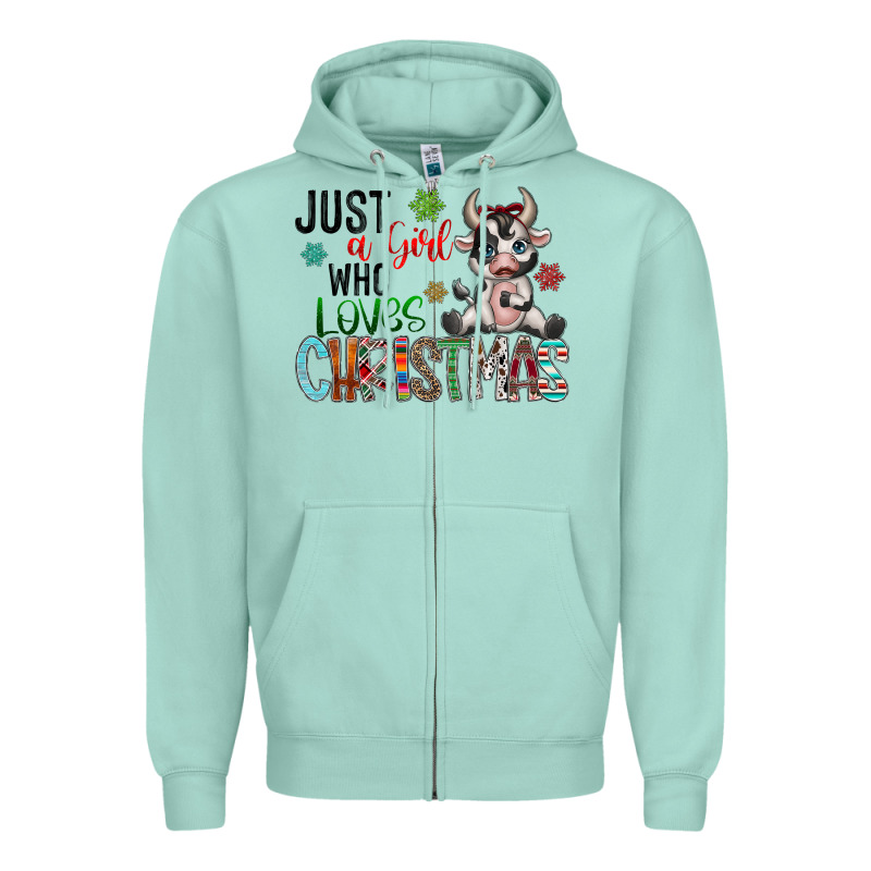Just A Girl Who Loves Christmas Zipper Hoodie by CowhideDigitalArt | Teevron