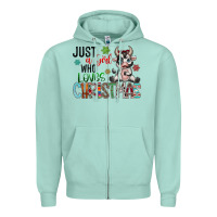Seafoam just a girl who loves christmas Zipper Hoodie - CowhideDigitalArt