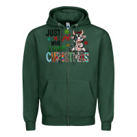 Sports Green just a girl who loves christmas Zipper Hoodie - CowhideDigitalArt