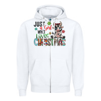 White just a girl who loves christmas Zipper Hoodie - CowhideDigitalArt