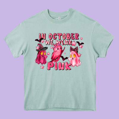 In October We Wear Pink Heavy Core Tee Designed By Lillyallendesigns
