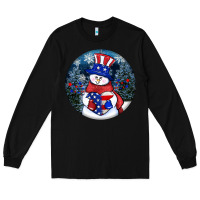 Black Patriotic snowman ornament 4th of july Long Sleeve Tee - HowdyJamesFarm