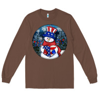 Patriotic Snowman Ornament 4th Of July Long Sleeve Tee | Teevron