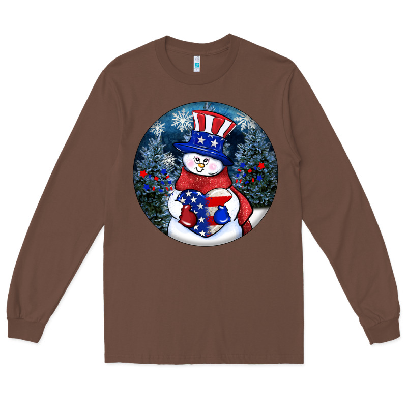 Patriotic Snowman Ornament 4th Of July Long Sleeve Tee by HowdyJamesFarm | Teevron