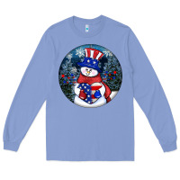 Colony Blue Patriotic snowman ornament 4th of july Long Sleeve Tee - HowdyJamesFarm