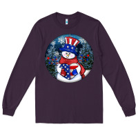 Plum Patriotic snowman ornament 4th of july Long Sleeve Tee - HowdyJamesFarm