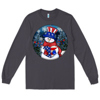 Smoke Patriotic snowman ornament 4th of july Long Sleeve Tee - HowdyJamesFarm