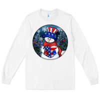 White Patriotic snowman ornament 4th of july Long Sleeve Tee - HowdyJamesFarm