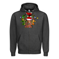 Charcoal Heather longhorn Aztec Christmas Zipper Hoodie - CowhideDigitalArt