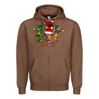 Chestnut longhorn Aztec Christmas Zipper Hoodie - CowhideDigitalArt
