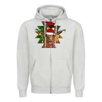 Dove Grey longhorn Aztec Christmas Zipper Hoodie - CowhideDigitalArt