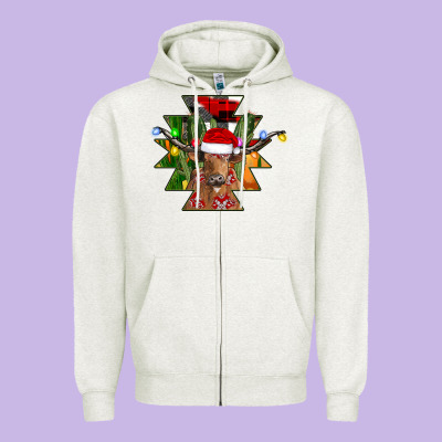 Longhorn Aztec Christmas Zipper Hoodie Designed By Cowhidedigitalart